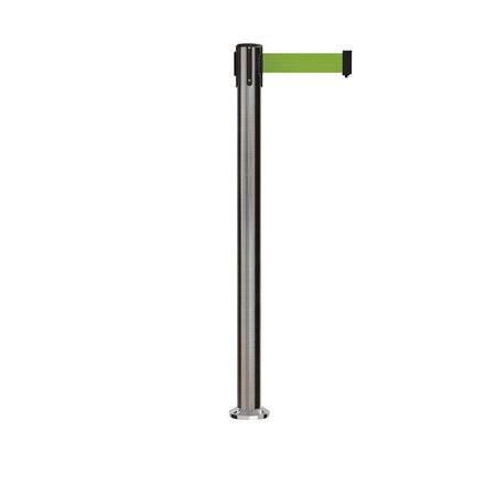 MONTOUR LINE Stanchion Belt Barrier Fixed Base Sat.Steel Post 7.5ftOlive Belt MX630F-SS-OL-75